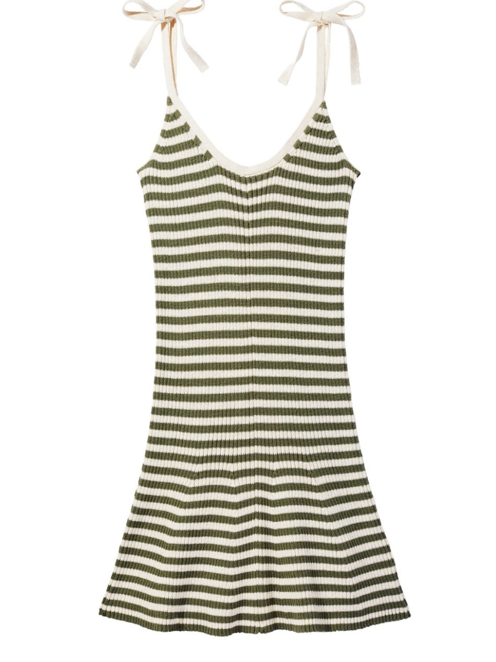 aerie Striped Tank Mini Dress — Olive Green & White